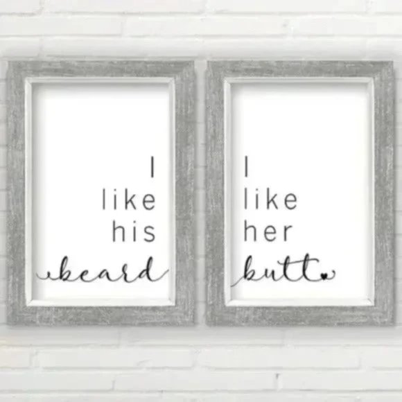 2 Unframed Butt Beard Wall Sign 11x14 Wall Art - Picture 1 of 7